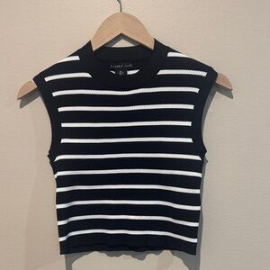 Sincerely Jules Black and White Striped Crop Top